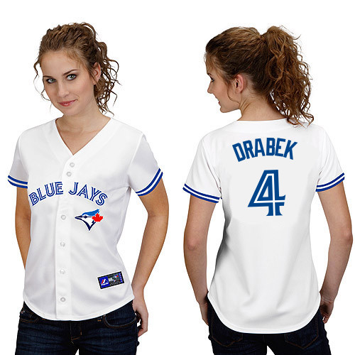 Kyle Drabek #4 mlb Jersey-Toronto Blue Jays Women's Authentic Home White Cool Base Baseball Jersey